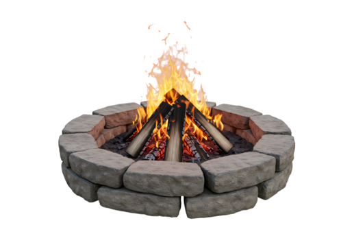Campfire Glow A Rustic Stone Fire Pit Burning Bright