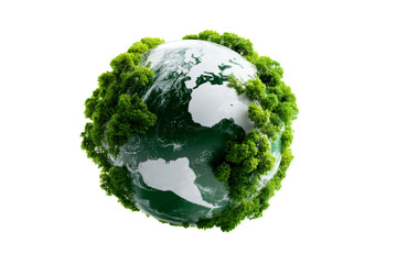 Earth surrounded by lush green trees symbolizing environmental care