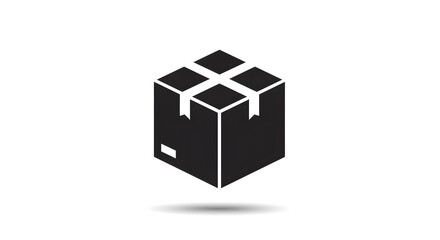Obraz premium Black Package Box Icon on White Background