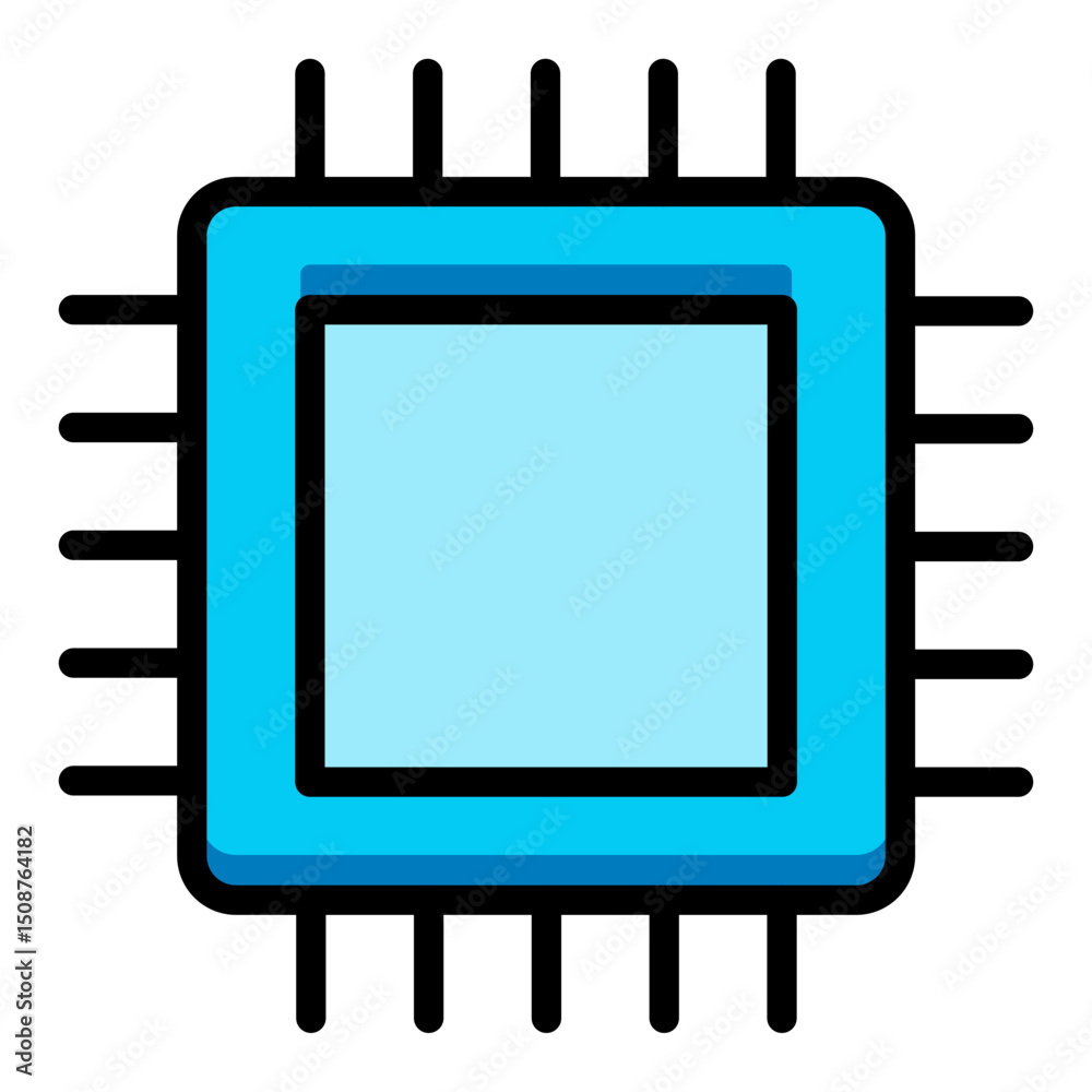 Poster microchip processor vector icon: cpu, computer component, digital technology, data, artificial intel