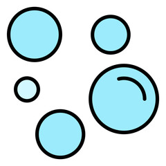Water Bubbles Vector Icon Set: Soap Foam, Aqua, Cleanliness, Refreshment. Simple Line Art with Subtle Fill