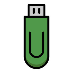 USB Flash Drive Vector Icon: Portable Data Storage, Memory Stick, Digital Information, Technology. Flat Design