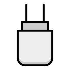 Charger Vector Icon: Power Adapter, Mobile Phone Charging, Electronic Device, Technology. Simple Flat Design