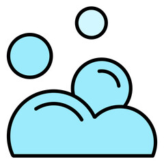 Soap Bubbles Icon: Blue Foam, Water, Cleanliness, Hygiene, Bath, Spa, Laundry Symbol. Editable Vector Filled Outline.