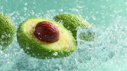 Vibrant Avocado with Water Droplets 
