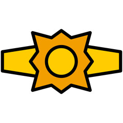 Sunburst Badge Icon: Bright Filled Outline Style for Awards, Success, and Achievement. Editable Vector