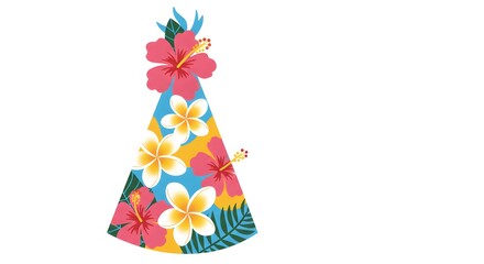 Tropical Floral Party Hat Illustration