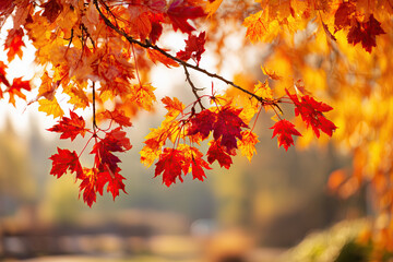 Colorful autumn background, beautiful fall nature wallpaper, red, yellow and orange leaves