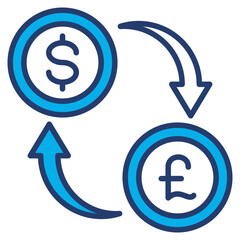 Currency outline blue color icon