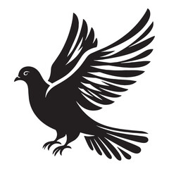 Fototapeta premium Smooth Glide Dove silhouette over sky – Dove illustration – Minimalist Dove vector – Bird silhouette – Bird vector