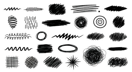Hand Drawn Crayon, Pencil, Chalk, and Marker Stroke Texture Set – Vector Lines & Background Elements © Purnomo
