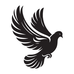 Pure Flight Dove silhouette in motion – Dove illustration – Minimalist Dove vector – Bird silhouette – Bird vector


