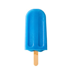 A solid blue popsicle with a wooden stick, isolated on white or transparent background. PNG