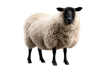 Fototapeta premium Black faced sheep standing on a transparent background