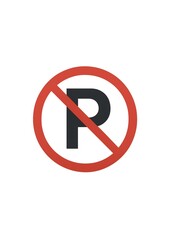 No parking vector sign with a bold ‘P’ crossed out, used to indicate parking restrictions.