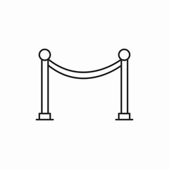 Museum rope barrier stand icon vector sign