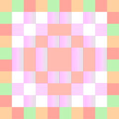 Vibrant Pastel Geometric Checkerboard with Striped Pattern Accents