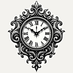 Elegant wall clock showing 10:50, in black and white, illustrating timeless design, with copy space