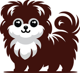 Adorable Fluffy Brown and White Dog – Cartoon Style Vector Puppy Illustration