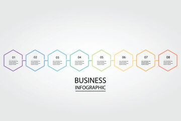 Business Infographic modern design template for banners and infographics for 8 hexagon step line 
