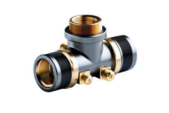 High quality brass pipe fitting with transparent background