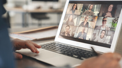 Working and talking on the computer with video calling