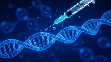 Precision Syringe Injecting DNA Helix in Medical Innovation