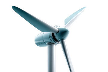 Wind turbine with three blades on a transparent background