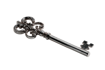 Ornate vintage key with intricate design and shiny polished metal
