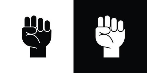 Obraz premium raised fists icon Outline vector logo for web UI. Icon of a raised fist symbolizing unity, strength, and solidarity. Hand icon vector isolated on white background. Hand gesture. hand stop. EPS 10. 