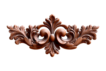Elegant wood carving design with intricate floral details and swirls