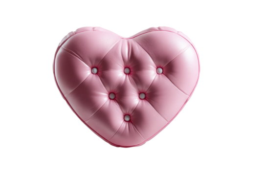 Heart shaped pink cushion with tufted design for decorative use