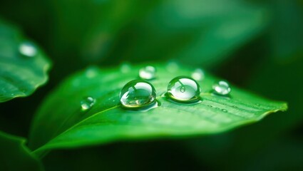 water drops on green leaf