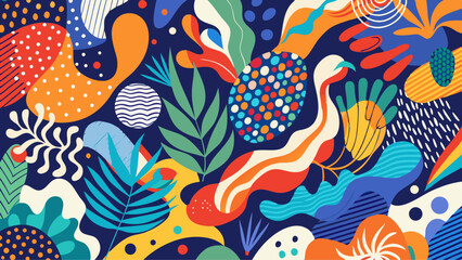 Hand drawn minimal bright abstract organic shapes pattern. Collage contemporary print. Fashionable template for design.
