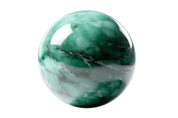 Beautiful green marble sphere with exquisite patterns and details