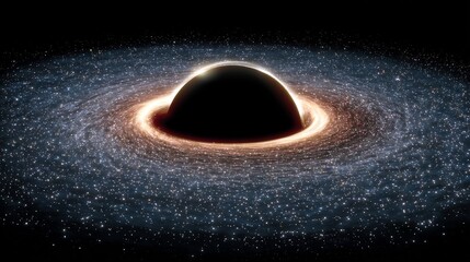 A depiction of a black hole amidst a vast expanse of stars.