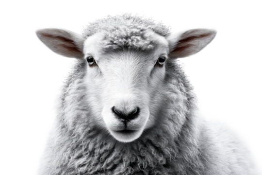 Close up of a sheep with fluffy wool and soft expression