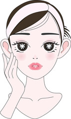 Girl Applying Skincare – Cute Vector Beauty Step for Face Care
