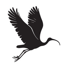 Fototapeta premium Ibis silhouette with smooth contours – Ibis illustration – Minimalist Ibis vector – Bird silhouette – Bird vector