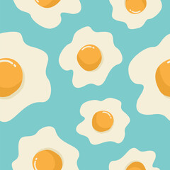 Cute sunny side up eggs pattern background vector design
