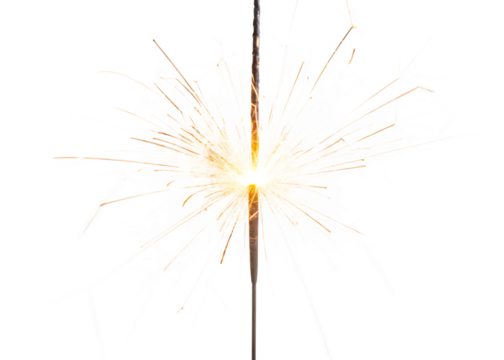 A Captivating Sparkler Flame, Mesmerizing Light and Motion isolated on white background PNG