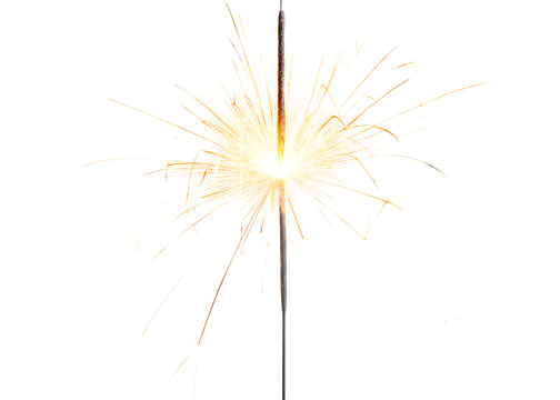 A Captivating Sparkler Flame, Mesmerizing Light and Motion isolated on white background PNG