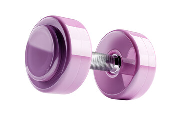 Stylish purple dumbbell on transparent background for fitness