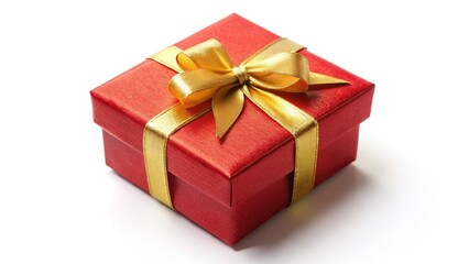 Red Gift Box Golden Bow Low Light Photography - Isolated Festive Holiday Present