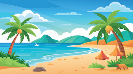 Obraz premium Tropical beach paradise scene, clean cutout, transparent background