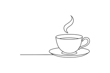 English teacup continuous one line drawing minimalism design