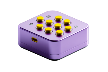 Colorful purple game controller with yellow buttons for fun gaming