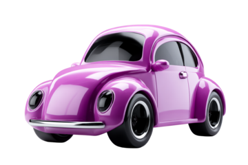 Classic purple vintage car model on transparent background
