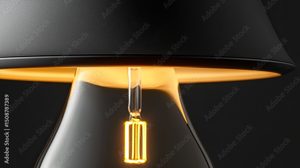 Fototapete macro view of smart lighting featuring an led bulb with wireless capabilities and warm filament deta