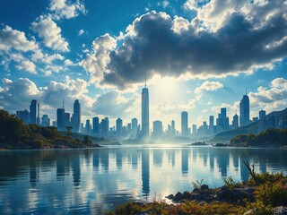 Obraz premium singapore skyline at sunset